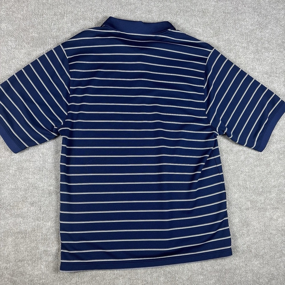 Nike Dri-FIT Polo Shirt Men's Small Navy Blue White Striped Golf Swoosh - Picture 8 of 10